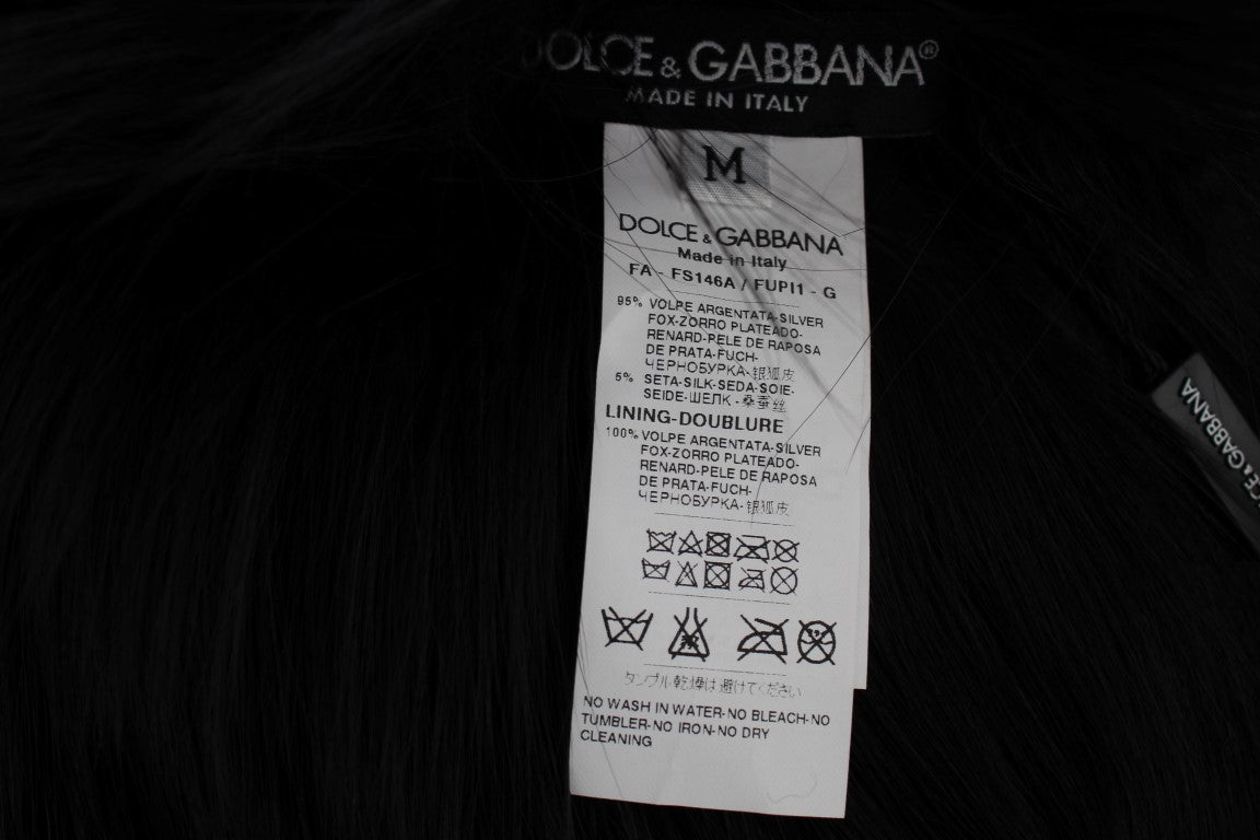 Dolce & Gabbana Schwarzer Fuchs Pelz Schulter Wrap Cover Kragen Schal