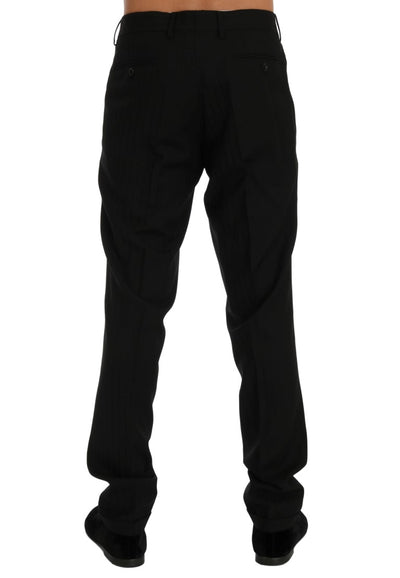 Dolce & Gabbana Schwarz gestreifte Woll-Stretch-Hose