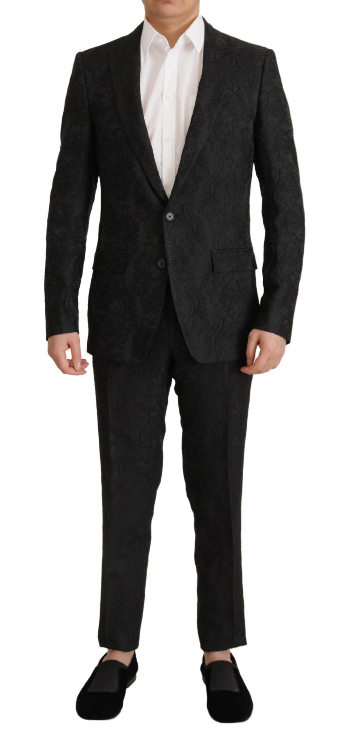 Dolce & Gabbana Schwarzer Brokat-Anzug 2 Stück MARTINI Anzug