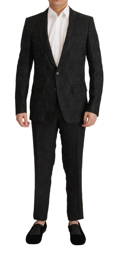 Dolce & Gabbana Schwarzer Brokat-Anzug 2 Stück MARTINI Anzug
