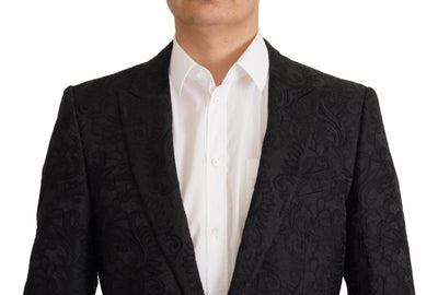 Dolce & Gabbana Schwarzer Brokat-Anzug 2 Stück MARTINI Anzug