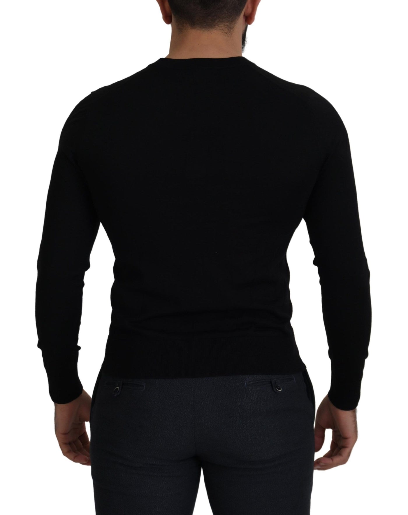 Dolce & Gabbana Schwarze Strickjacke aus Wolle mit Knopfleiste