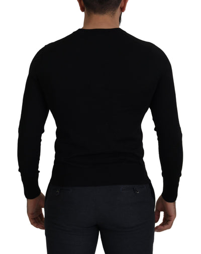Dolce & Gabbana Schwarze Strickjacke aus Wolle mit Knopfleiste