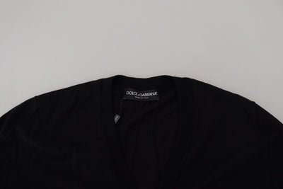 Dolce & Gabbana Schwarze Strickjacke aus Wolle mit Knopfleiste