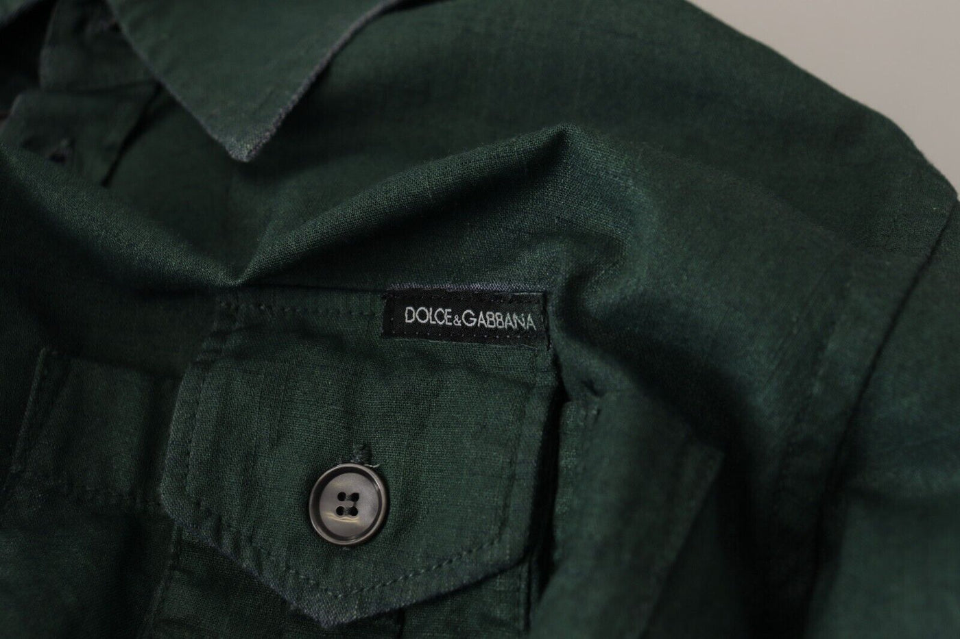 Dolce & Gabbana Dunkelgrünes Hemd mit langen Ärmeln und Knopfleiste
