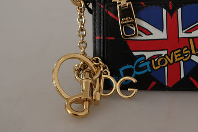 Dolce & Gabbana Schwarzes Leder #DGLovesLondon Schlüsselanhänger Kartenhalter Münzetui
