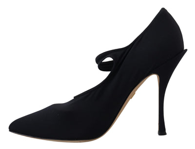Dolce & Gabbana Schwarze Socken Stretch Crystal Pumps Schuhe