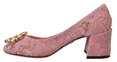 Dolce & Gabbana Rosa Taormina Spitze Kristall Pumps Pastell Schuhe