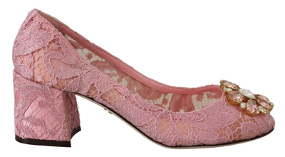 Dolce & Gabbana Rosa Taormina Spitze Kristall Pumps Pastell Schuhe