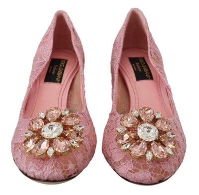 Dolce & Gabbana Rosa Taormina Spitze Kristall Pumps Pastell Schuhe