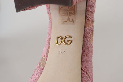 Dolce & Gabbana Rosa Taormina Spitze Kristall Pumps Pastell Schuhe