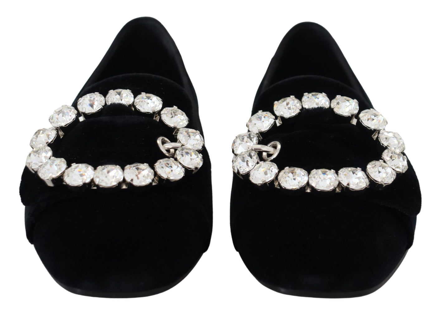 Dolce & Gabbana Schwarz Samt Kristalle Loafers Flats Schuhe