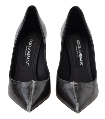 Dolce & Gabbana Schwarze Lederabsätze Pumps Kunststoffummantelte Schuhe