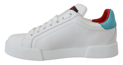 Dolce & Gabbana Weißes Leder Sneaker Portofino Logo Heart Schuhe