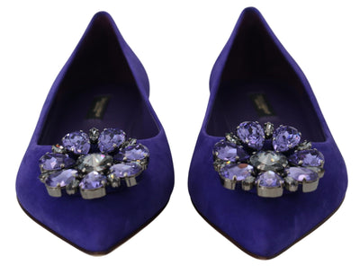 Dolce & Gabbana Lila Wildleder Kristalle Loafers Flats Schuhe