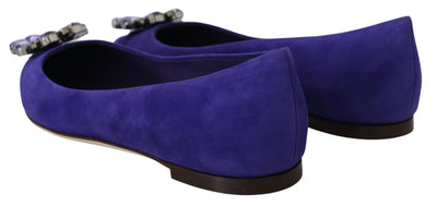 Dolce & Gabbana Lila Wildleder Kristalle Loafers Flats Schuhe