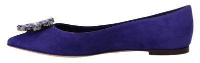 Dolce & Gabbana Lila Wildleder Kristalle Loafers Flats Schuhe