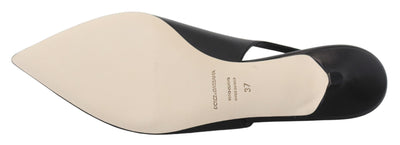 Dolce & Gabbana Schwarz Leder Slingbacks Heels Pumps Schuhe