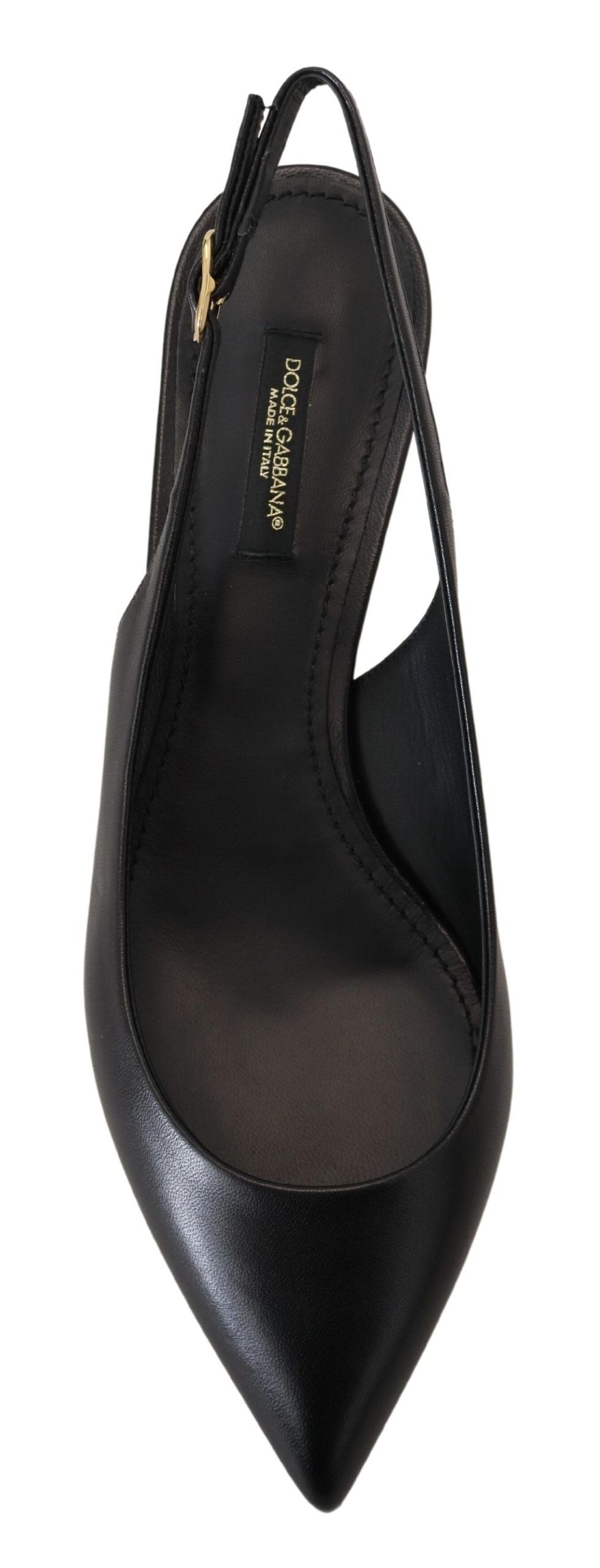 Dolce & Gabbana Schwarz Leder Slingbacks Heels Pumps Schuhe