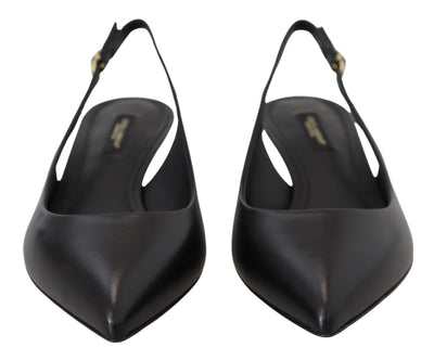 Dolce & Gabbana Schwarz Leder Slingbacks Heels Pumps Schuhe
