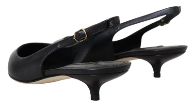 Dolce & Gabbana Schwarz Leder Slingbacks Heels Pumps Schuhe