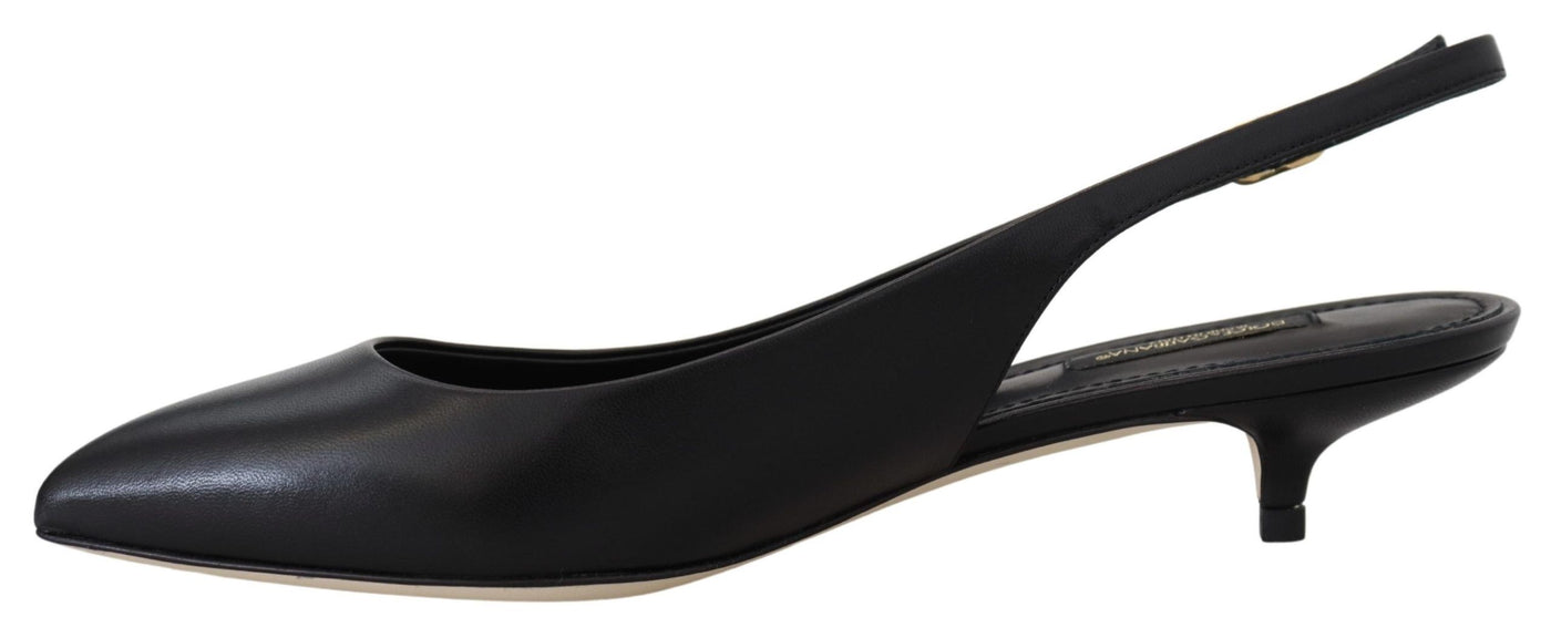 Dolce & Gabbana Schwarz Leder Slingbacks Heels Pumps Schuhe