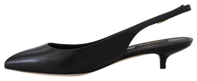 Dolce & Gabbana Schwarz Leder Slingbacks Heels Pumps Schuhe