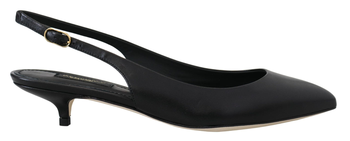 Dolce & Gabbana Schwarz Leder Slingbacks Heels Pumps Schuhe