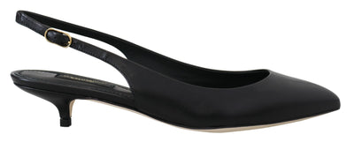 Dolce & Gabbana Schwarz Leder Slingbacks Heels Pumps Schuhe