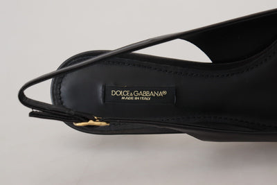 Dolce & Gabbana Schwarz Leder Slingbacks Heels Pumps Schuhe