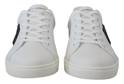 Dolce & Gabbana Weißes Leder DG Logo Casual Turnschuhe Schuhe