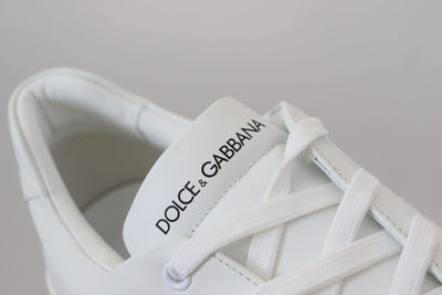 Dolce & Gabbana Weißes Leder DG Logo Casual Turnschuhe Schuhe