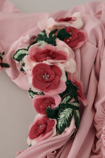 Dolce & Gabbana Rosa blumengeschmücktes One-Shoulder-Kleid