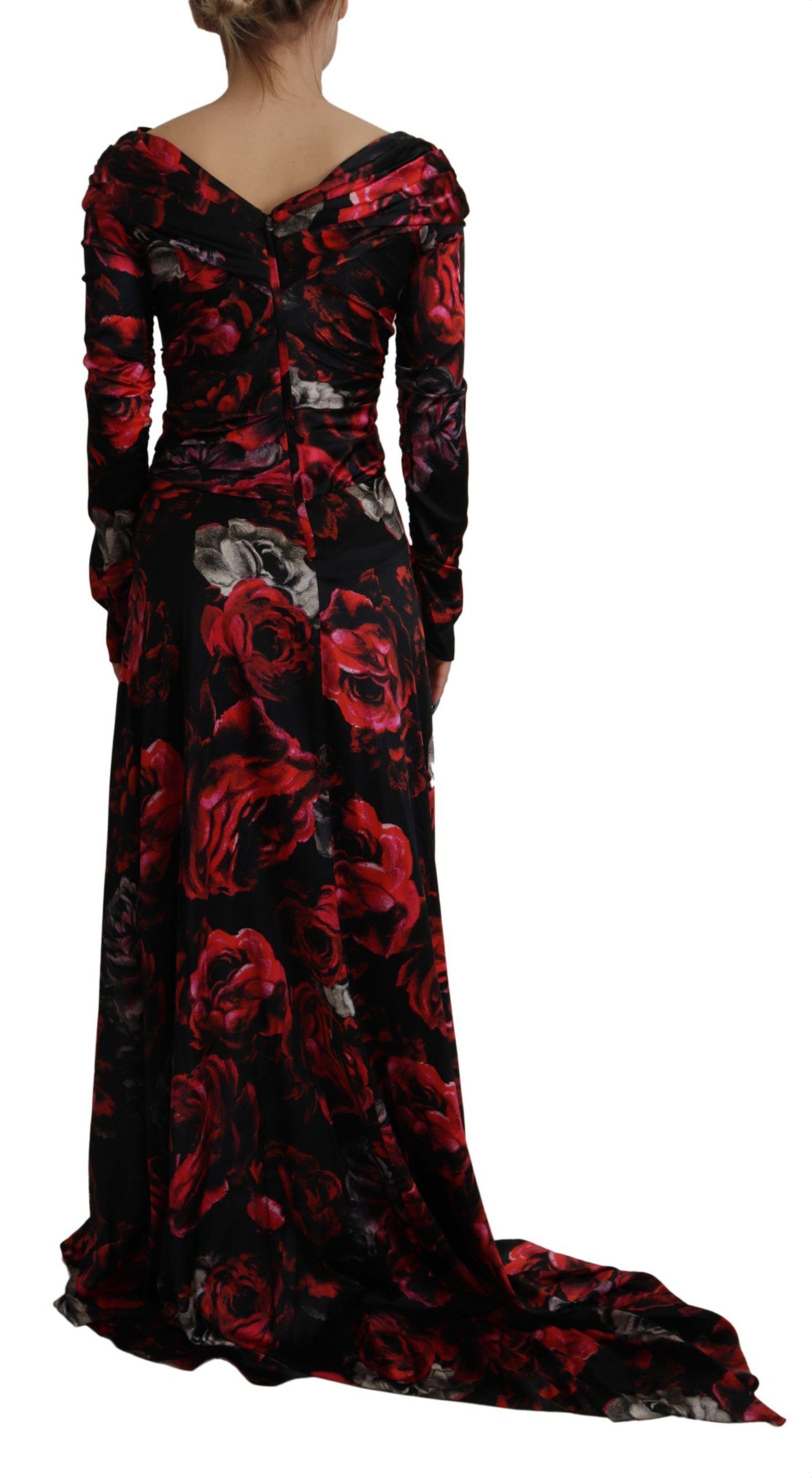 Dolce & Gabbana Schwarzes geblümtes Rosen A-Linien Etuikleid