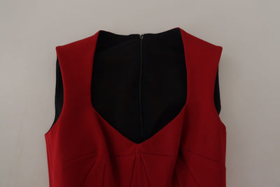 Dolce & Gabbana Rotes Bodycon Midikleid mit Sweetheart-Ausschnitt