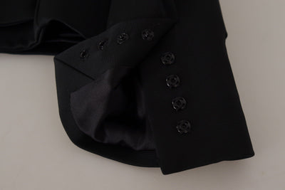 Dolce & Gabbana Schwarze Slim Fit Jacke mit langen Ärmeln und Schnappverschluss