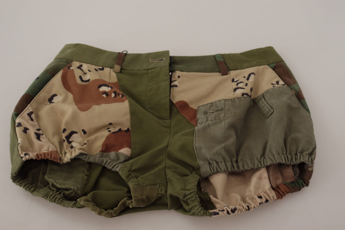 Dolce & Gabbana Grüne High Waist Hot Pants Baumwolle Armee Shorts
