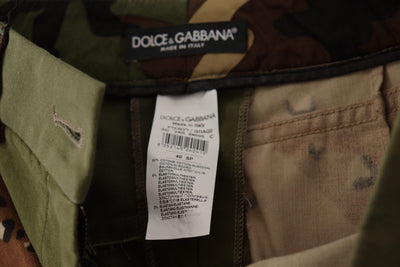 Dolce & Gabbana Grüne High Waist Hot Pants Baumwolle Armee Shorts