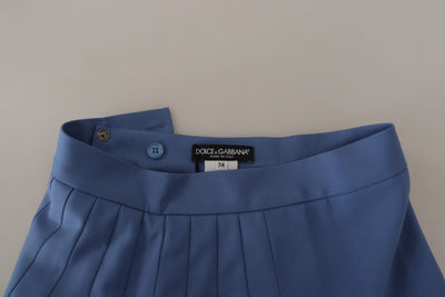 Dolce & Gabbana Blauer verschönerter Plissee-Minirock aus Wolle