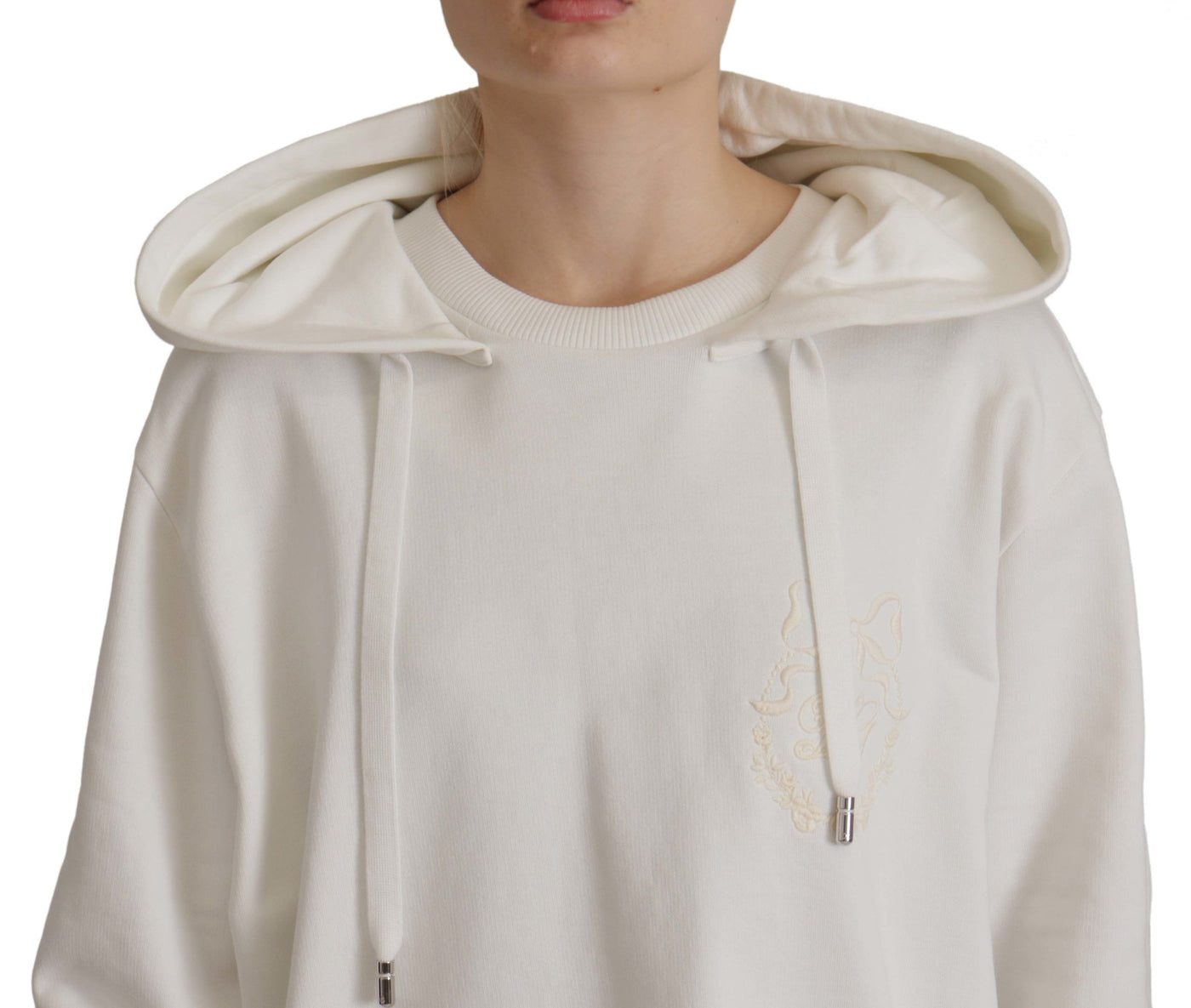 Dolce & Gabbana Weißer Kapuzenpullover bestickter Pullover