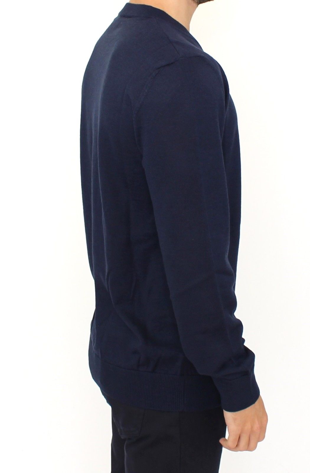 Ermanno Scervino Blauer Pullover mit V-Ausschnitt aus einer Wollmischung