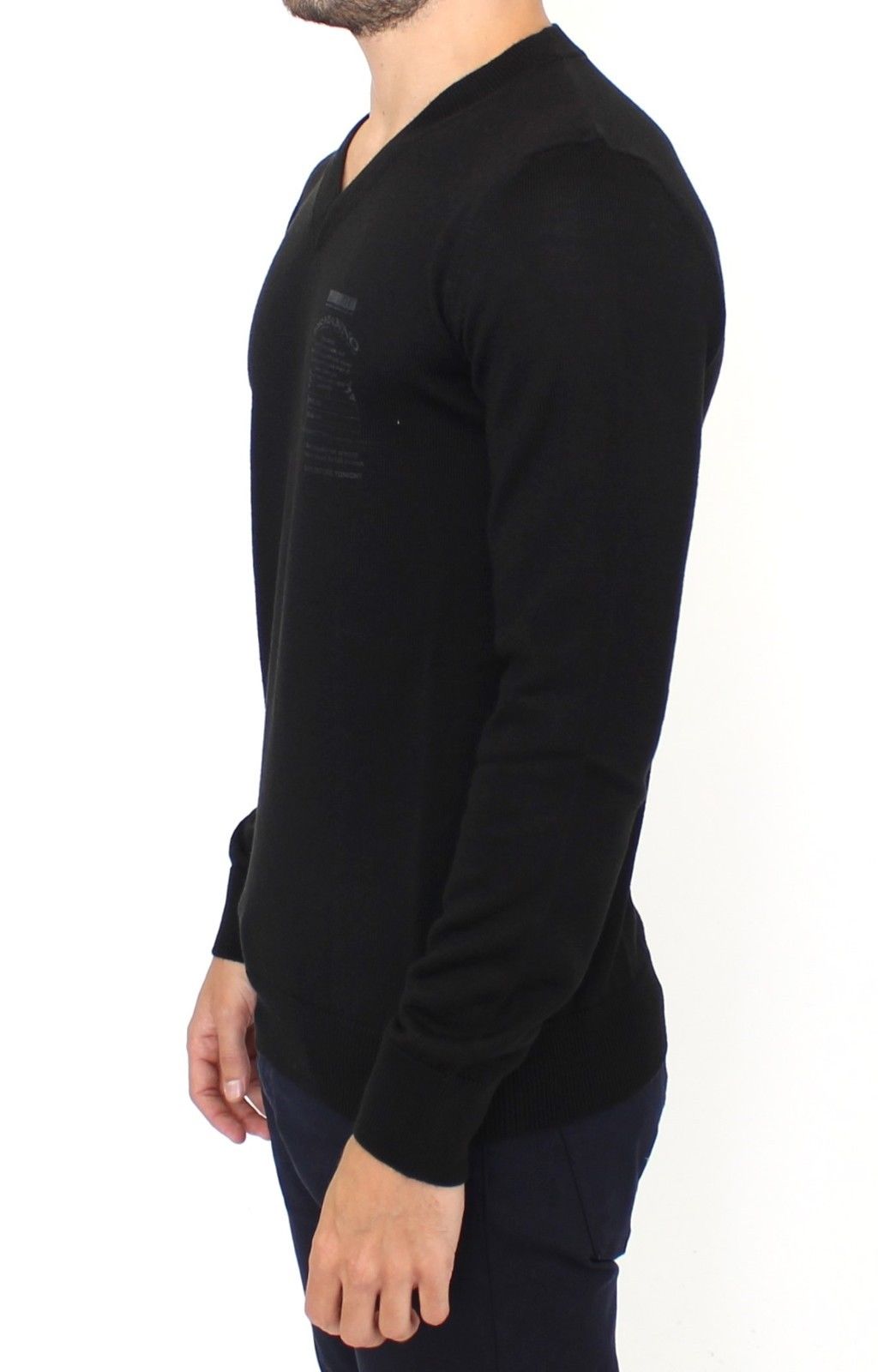 Ermanno Scervino Schwarzer Pullover mit V-Ausschnitt aus einer Wollmischung