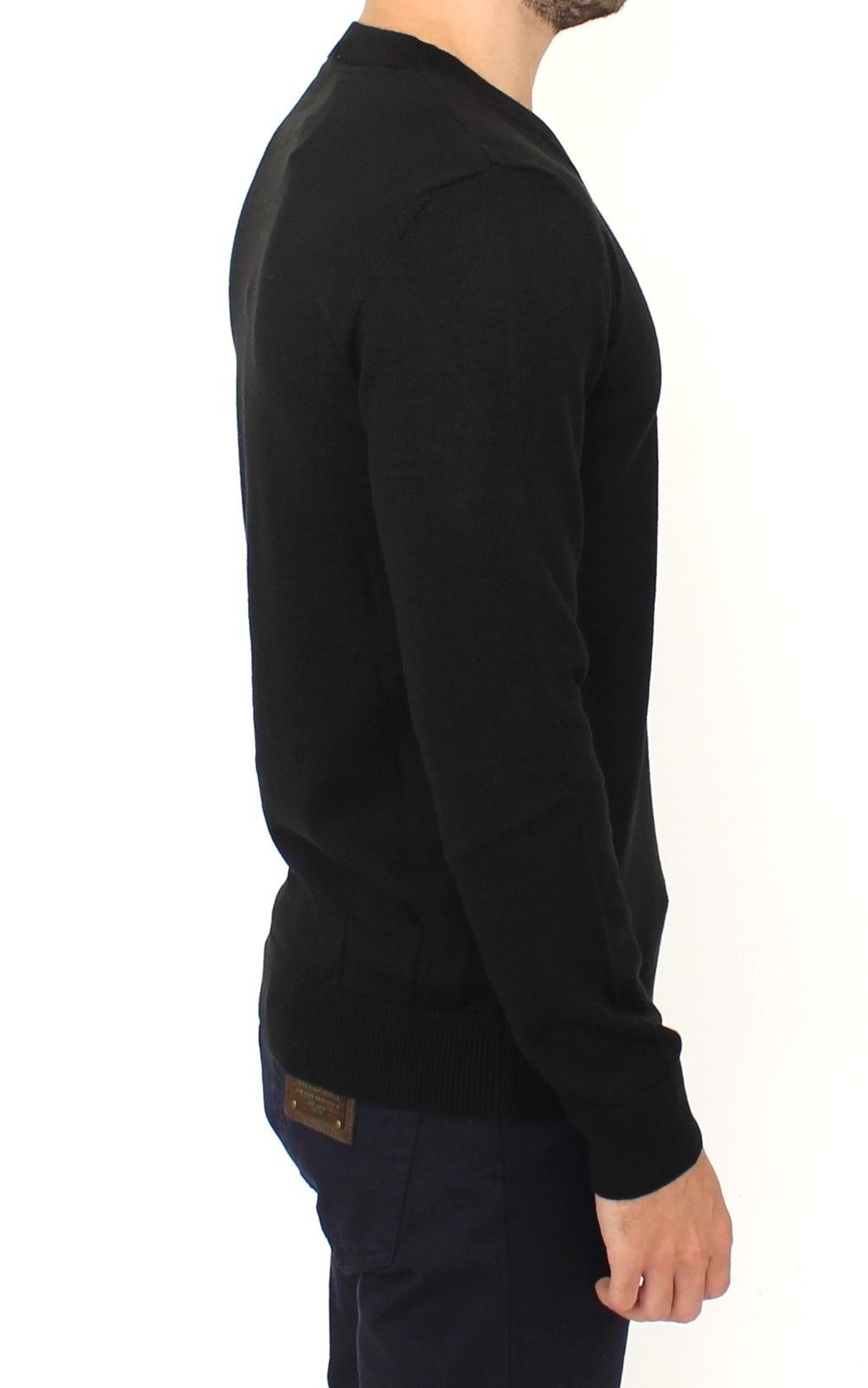 Ermanno Scervino Schwarzer Pullover mit V-Ausschnitt aus einer Wollmischung