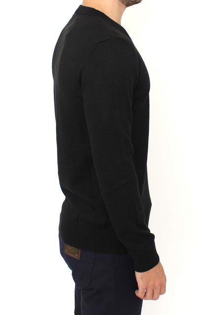 Ermanno Scervino Schwarzer Pullover mit V-Ausschnitt aus einer Wollmischung
