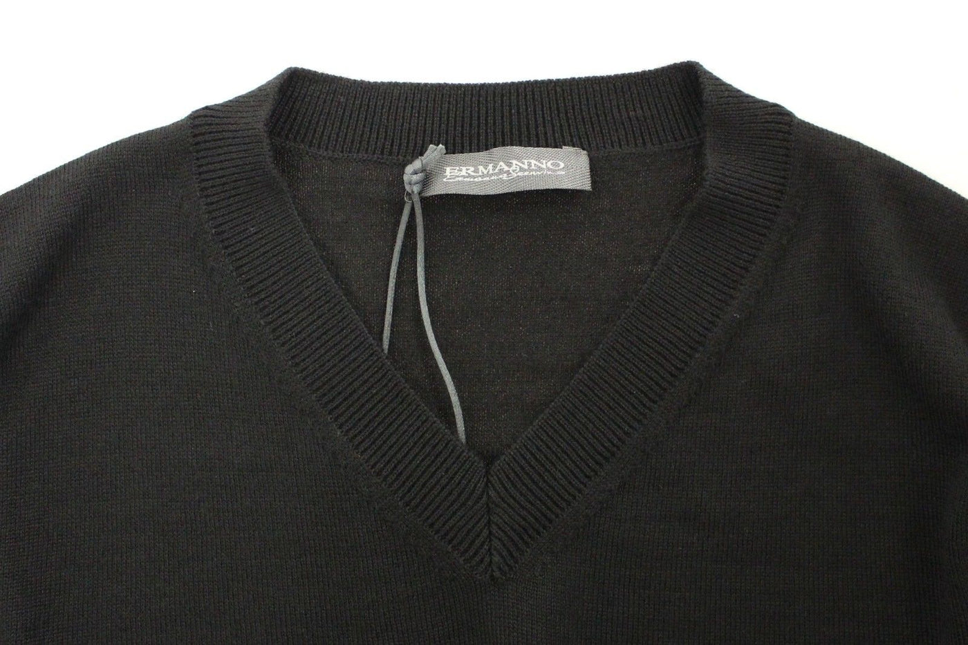 Ermanno Scervino Schwarzer Pullover mit V-Ausschnitt aus einer Wollmischung