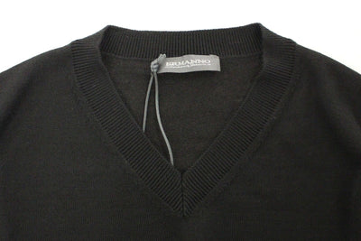 Ermanno Scervino Schwarzer Pullover mit V-Ausschnitt aus einer Wollmischung