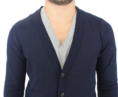 Ermanno Scervino Blaue Woll-Kaschmir-Strickjacke Pullover