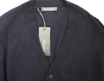 Ermanno Scervino Blaue Woll-Kaschmir-Strickjacke Pullover