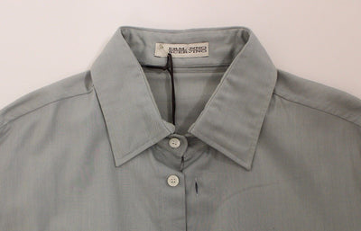 Ermanno Scervino Graues Langarmhemd aus Baumwolle Casual Top