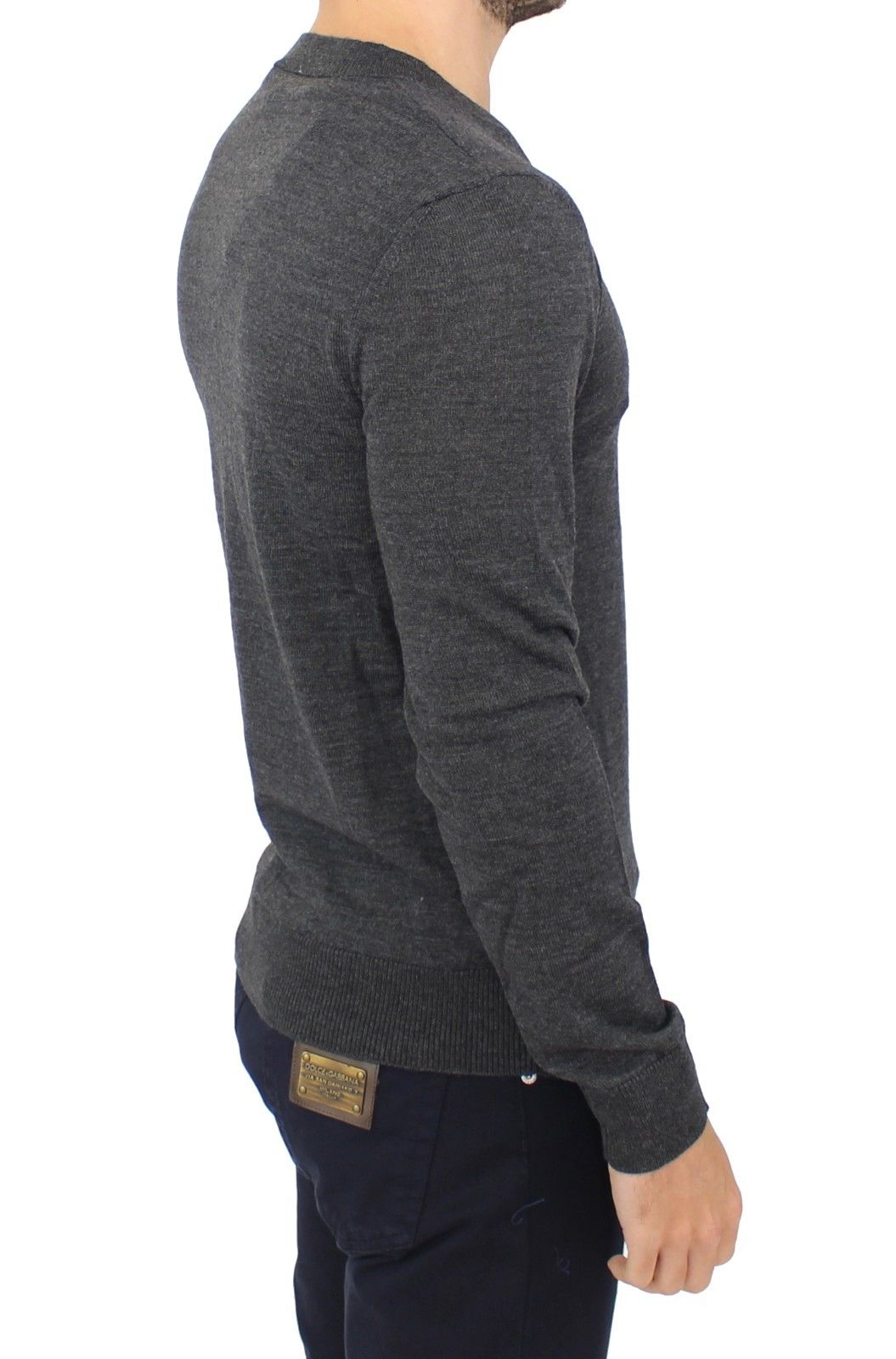 Ermanno Scervino Grauer Pullover mit V-Ausschnitt aus Wollmischung